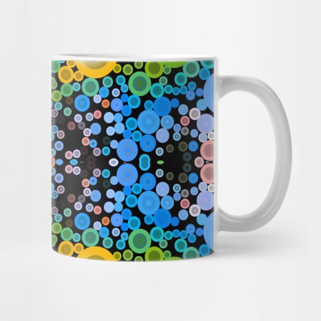 Dot Mandala Flower Yellow Blue and Green by WormholeOrbital